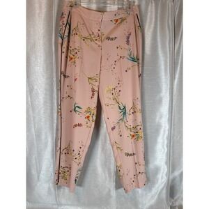 Worthington Floral Ankle Pants Women's Size 8 Pink Multicolor‎ Career Casual